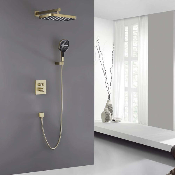 Brushed gold shower system set