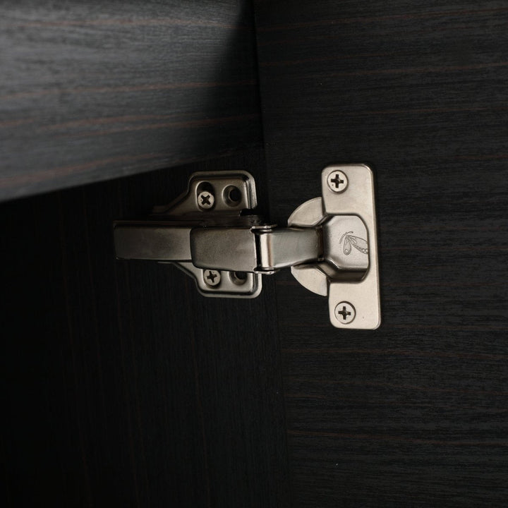 Cabinet door hinge close up