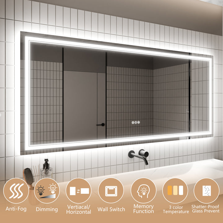 Modland 72x32 LED Bathroom Vanity Mirror with Anti Fog Memory Function - Modland