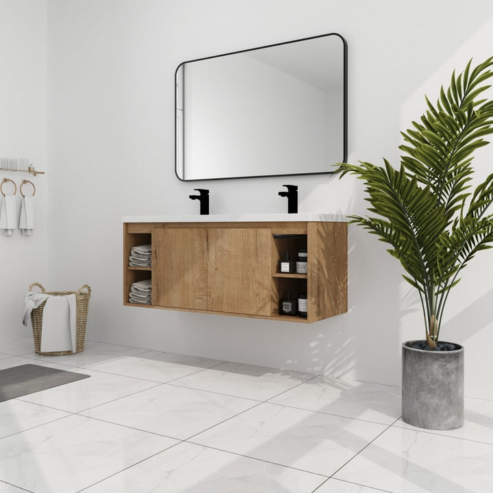 dual sink wall mounted vanity