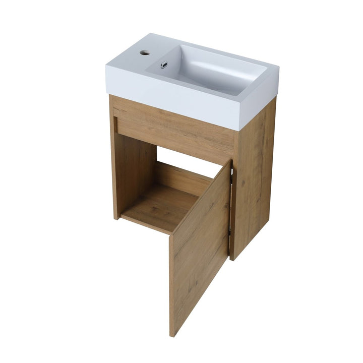 18'' Floating Wall-Mounted Bathroom Vanity with White Sink - Modland