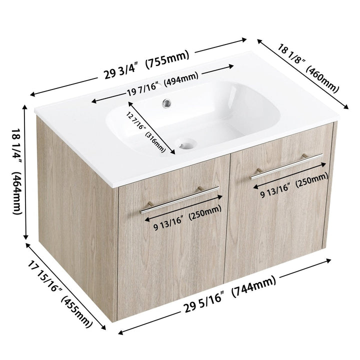 Modland 30 Inch Wall Mounted Bathroom Vanity - Modland