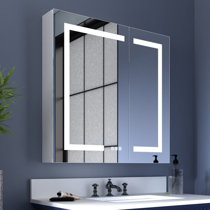 30" W x 30" H Square Led Lighted Mirror Medicine Cabinet - Modland