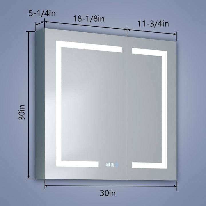 30" W x 30" H Square Led Lighted Mirror Medicine Cabinet - Modland