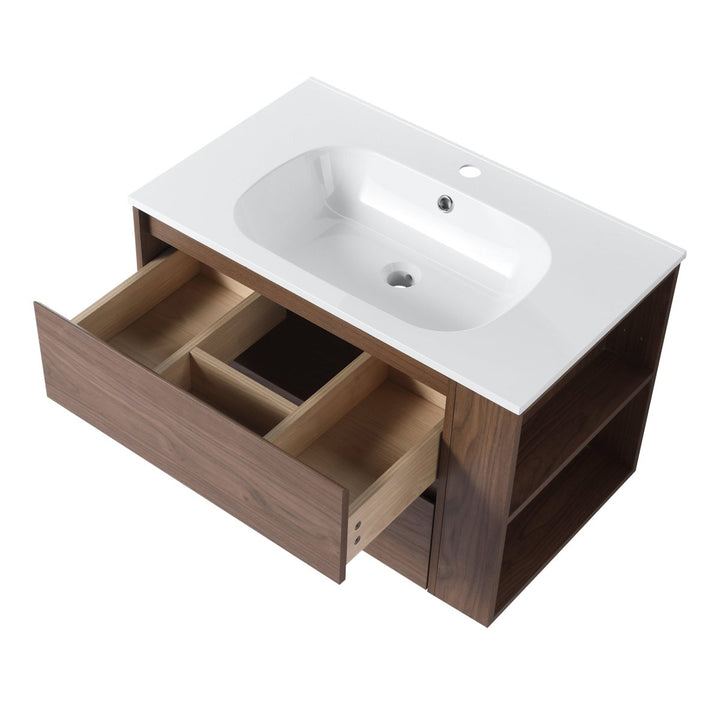 30" Wall Mounting Bathroom Vanity With Gel Sink - Modland