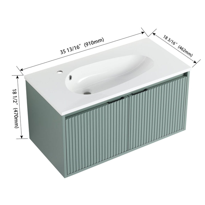 36" Floating Bathroom Vanity with Drop-Shaped Resin Sink - Modland