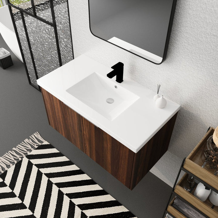 36" Modern Design Float Mounting Bathroom Vanity With Sink Soft Close Door - Modland