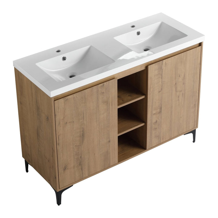 48" Freestanding Bathroom Vanity With Double Sink, Soft Closing Door Hinge - Modland