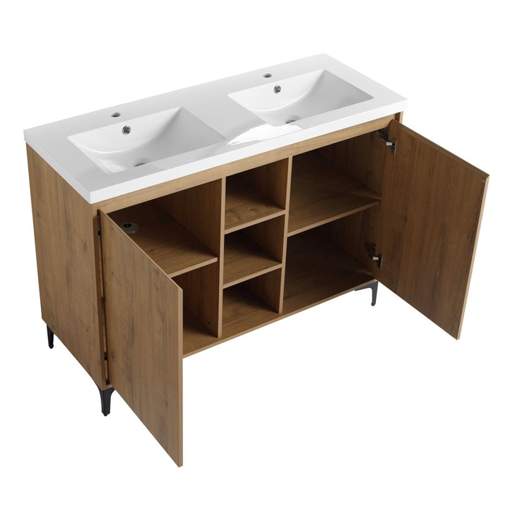 48" Freestanding Bathroom Vanity With Double Sink, Soft Closing Door Hinge - Modland