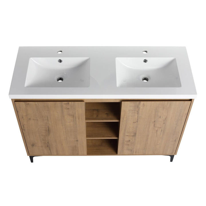 48" Freestanding Bathroom Vanity With Double Sink, Soft Closing Door Hinge - Modland