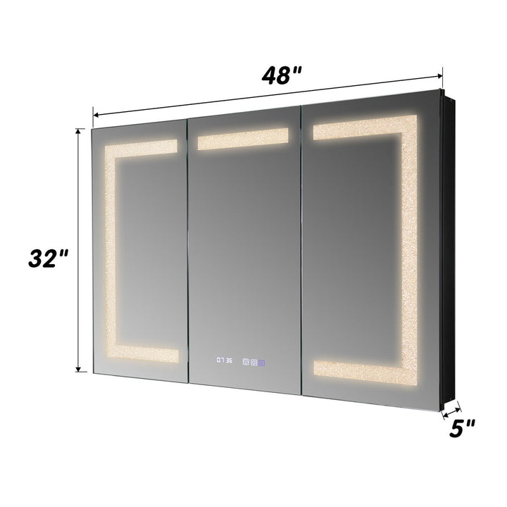 48“W x 32”H Lighted Medicine Cabinet with Crystal Light Strip - Modland