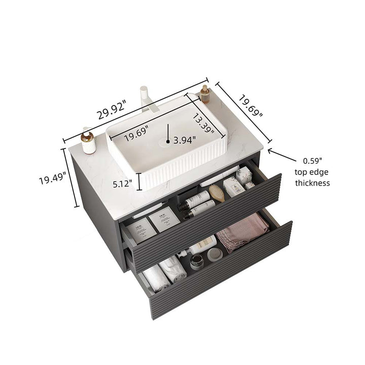 floating vanity sink 30 inch marble top