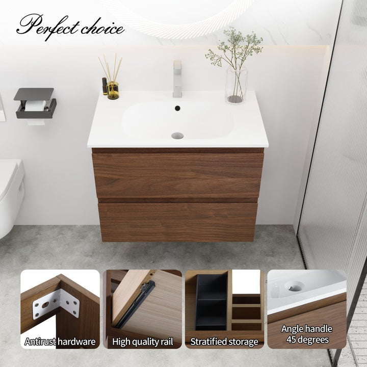 Floating wall mounted bathroom vanity overview