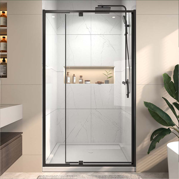 Frameless black shower door