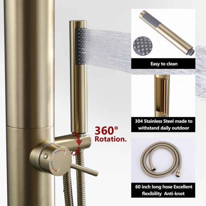 6.3'' H Temperature Controlled Stainless Steel Freestanding Outdoor Shower - Modland