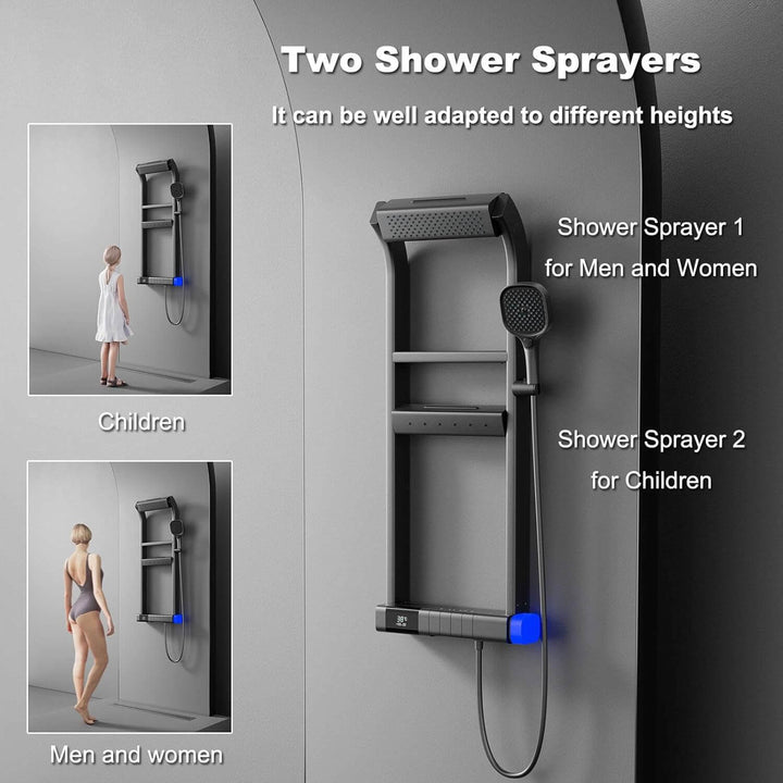 Height adjustable dual shower system