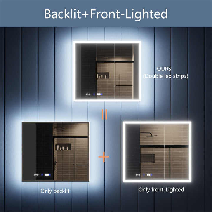 Illusion 66" x 32" LED Lighted Medicine Cabinet with Magnifiers Front and Back Light - Modland