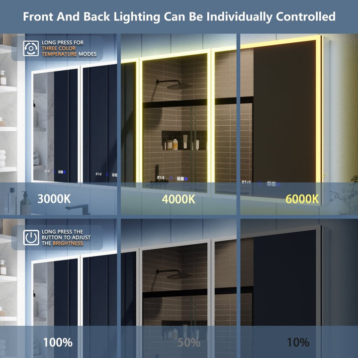 Illusion 84" x 32" LED Lighted Medicine Cabinet with Magnifiers Front and Back Light - Modland