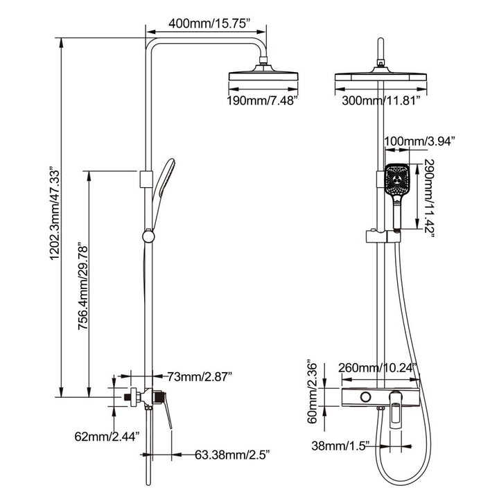 Dual Handle Shower System With Multi-Function Hand Shower - Modland