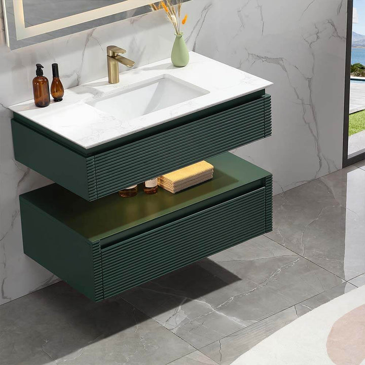 Led 36x20 bathroom vanity green single sink