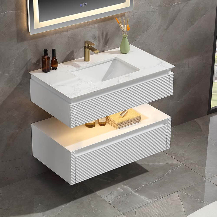 Led 36x20 white bathroom vanity green single sink