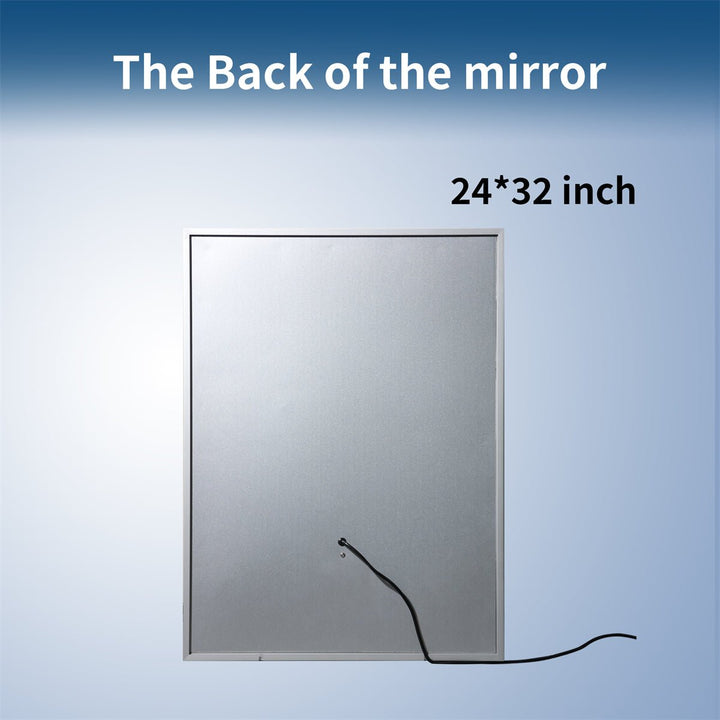 Back view of 24x32 inch LED bathroom mirror