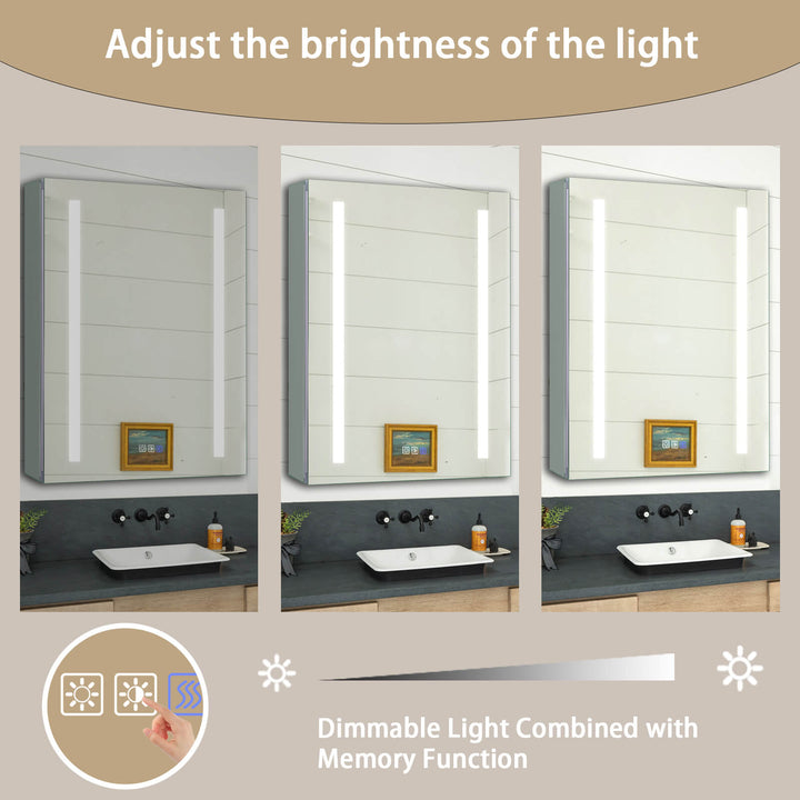 LED bathroom mirror with adjustable brightness and memory function