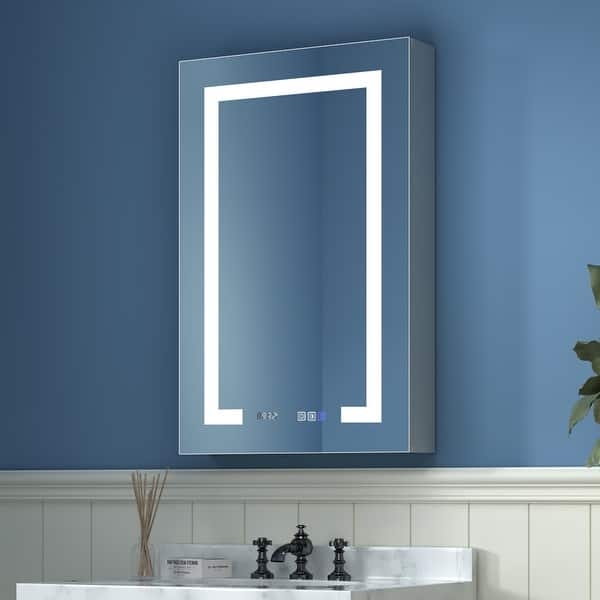 LED bathroom mirror with touch control, rectangular design, modern style