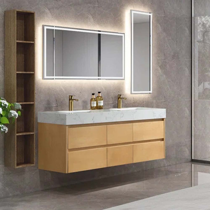 Led bathroom vanity with mirror and side cabinet