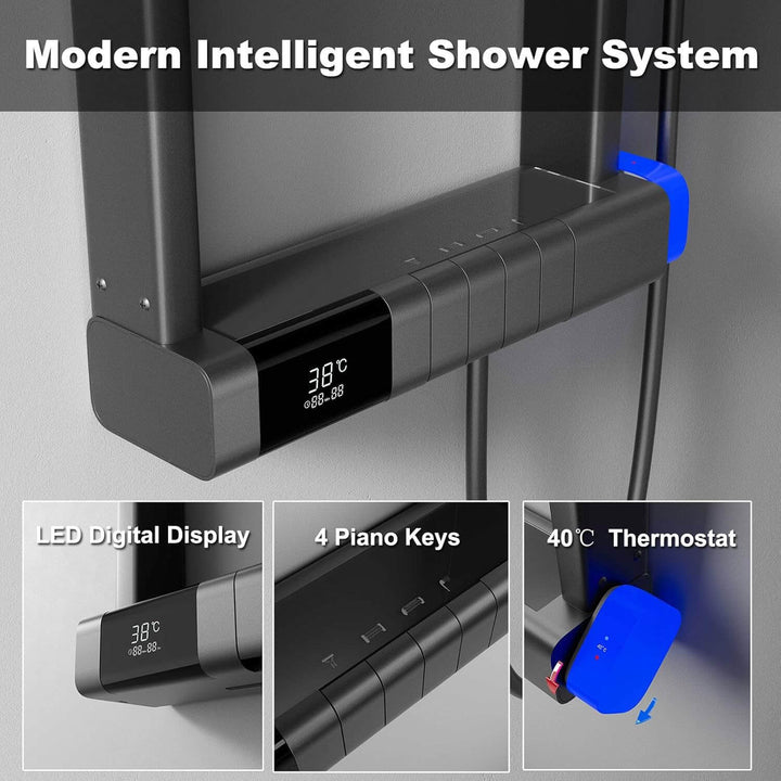 LED display shower system control