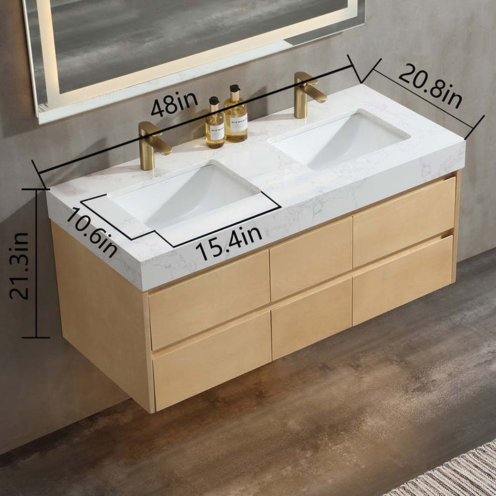 Led floating bathroom vanity dimensions drawing 48x21