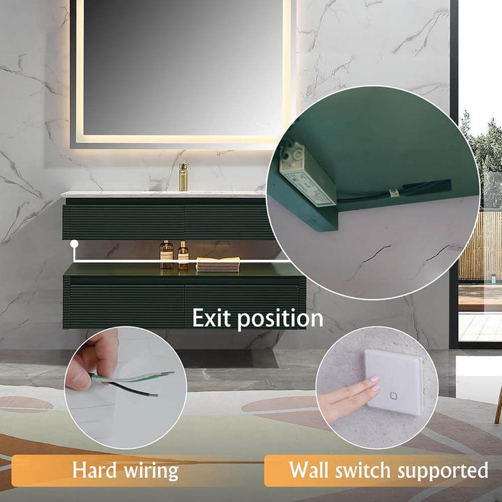 Led floating bathroom vanity hard wiring wall switch options single sink