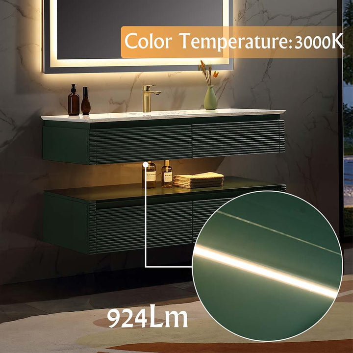 led floating bathroom vanity single sinks green