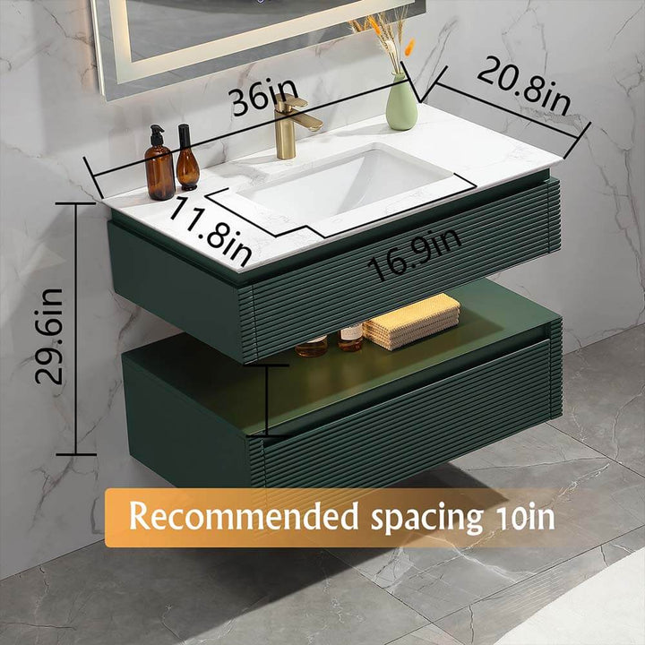 led floating bathroom vanity size specifications