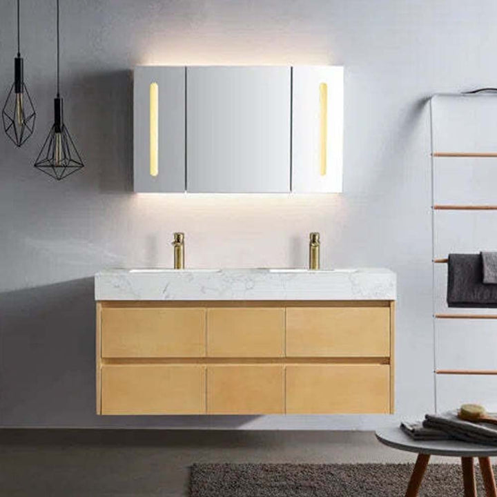 led floating bathroom vanity wooden 48x21 full view