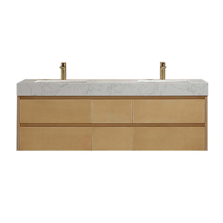 Led floating bathroom vanity wooden single sink 60x21 white background