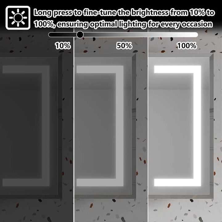 Led medicine cabinet brightness levels 10-50-100