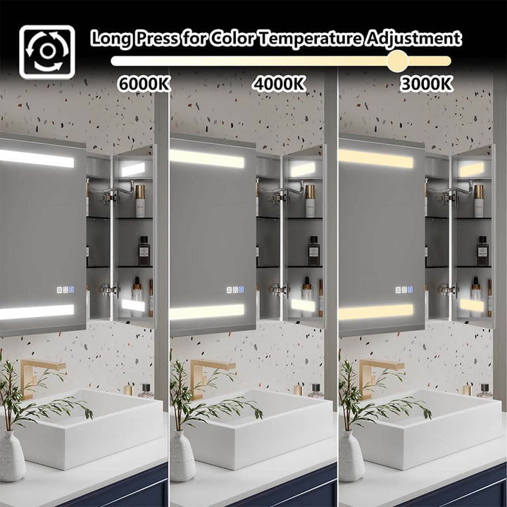 Led medicine cabinet three color temperature adjustment