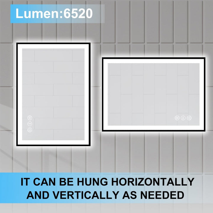 Led mirror vertical horizontal installation options