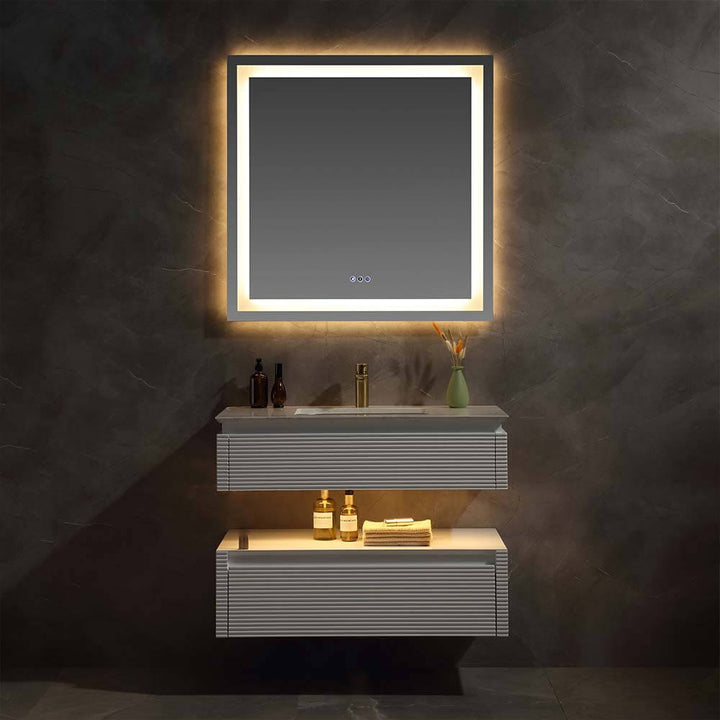 Led vanity in modern white bathroom 36x20