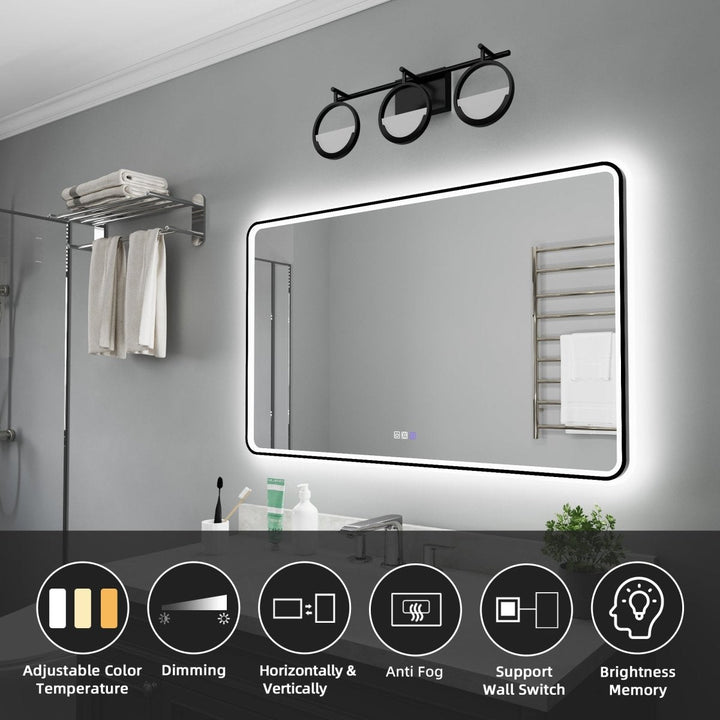 Lumina 55" W x 36" H LED Bathroom Mirror Inner & Outer Lighting - Modland