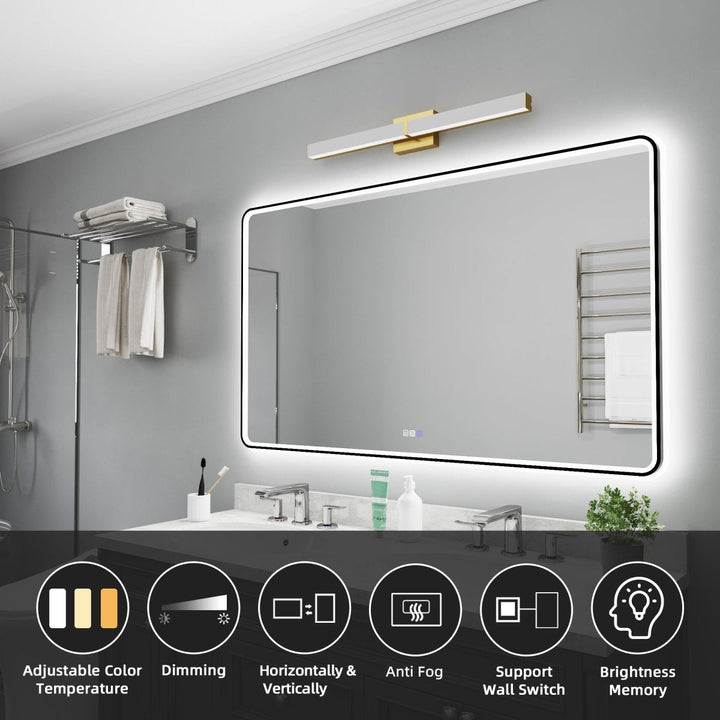 Lumina 60" W x 36" H LED Lighted Bathroom Mirror with Rounded Corners - Modland