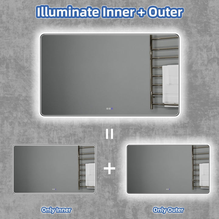 Lumina 60" W x 36" H LED Lighted Bathroom Mirror with Rounded Corners - Modland