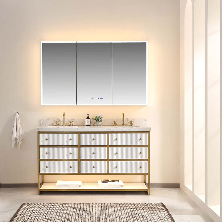 Luxury modern white double sink vanity