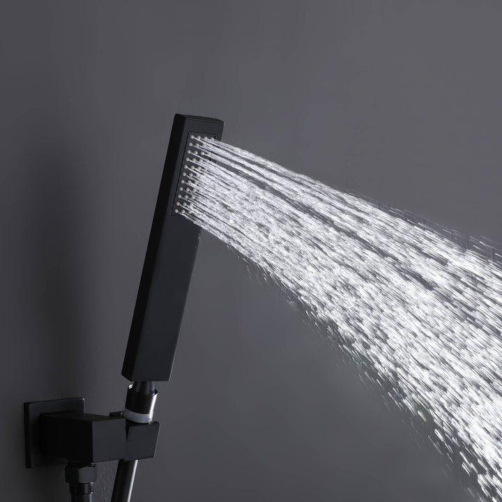 matte black handheld shower head spray