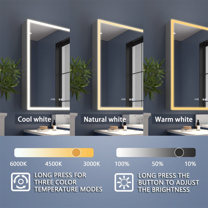 Medicine cabinet adjustable color temperature lighting