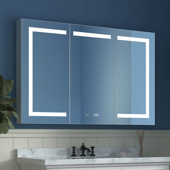 Modern LED bathroom mirror with illuminated rectangular design