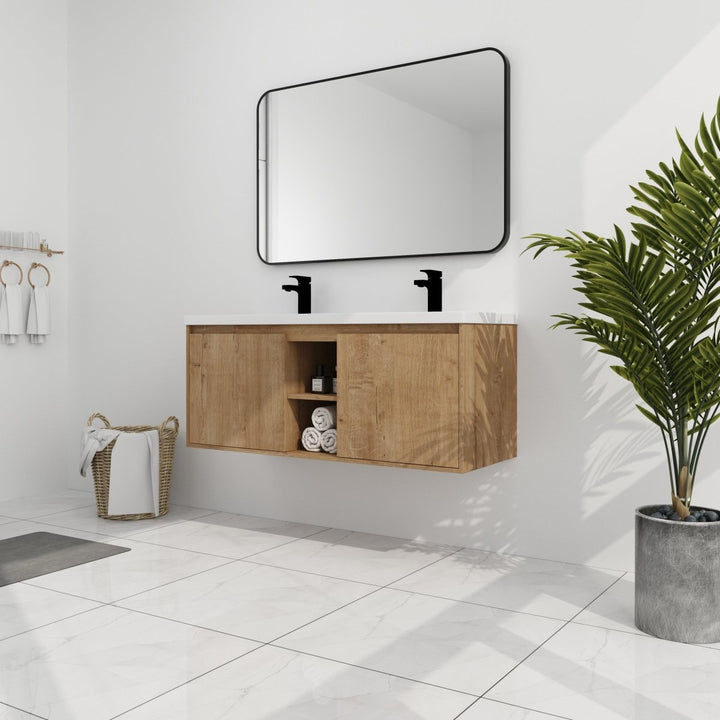 Modern bathroom vanity double sink mirror