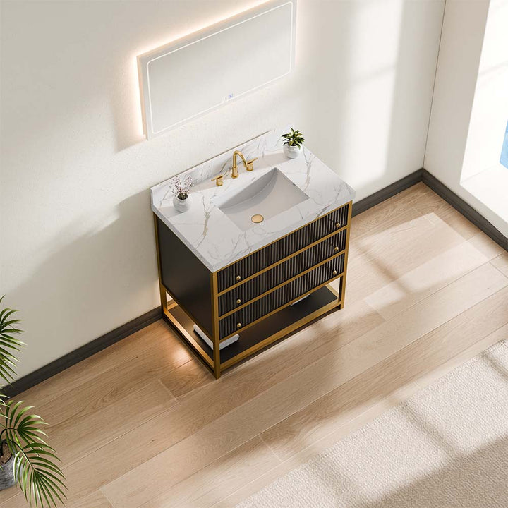 Modern black bathroom vanity one piece ceramic sink dimensions drawing