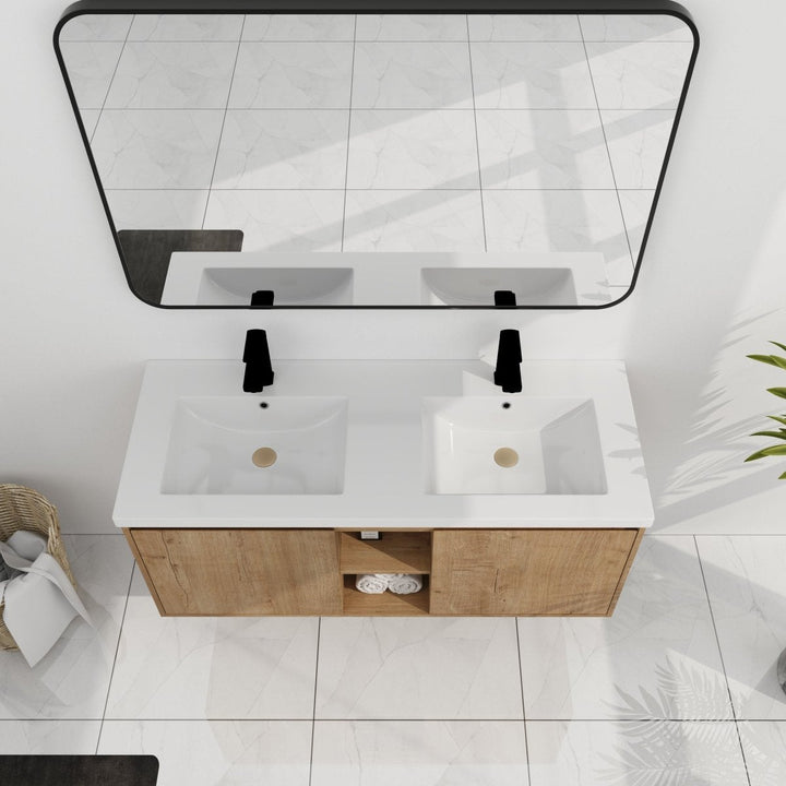 Modern double sink floating vanity mirror top